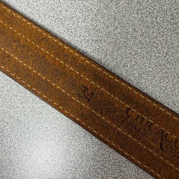 Chicago Leather Works Belt Mens 34 Distressed Classic Handmade 1.25" *No Buckle - Picture 8 of 10